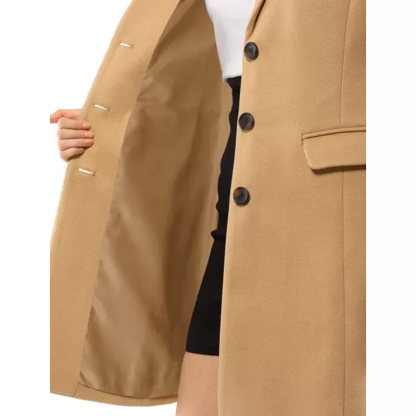 Allegra K Women's Notched Lapel Single Breasted Outwear Winter Coat