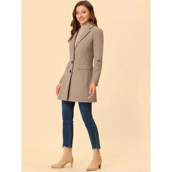 Allegra K Women's Notched Lapel Single Breasted Outwear Winter Coat