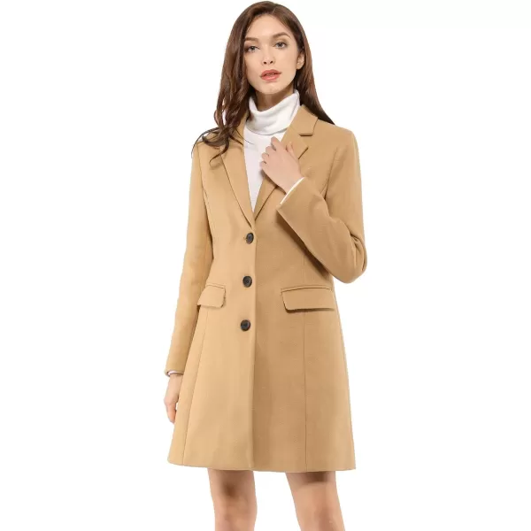 Allegra K Women's Notched Lapel Single Breasted Outwear Winter Coat