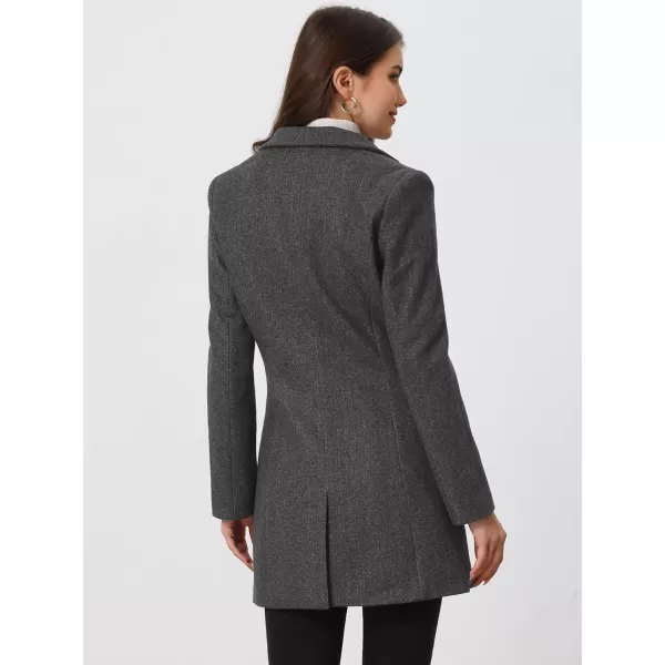 Allegra K Women's Notched Lapel Single Breasted Outwear Winter Coat