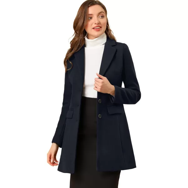 Allegra K Women's Notched Lapel Single Breasted Outwear Winter Coat