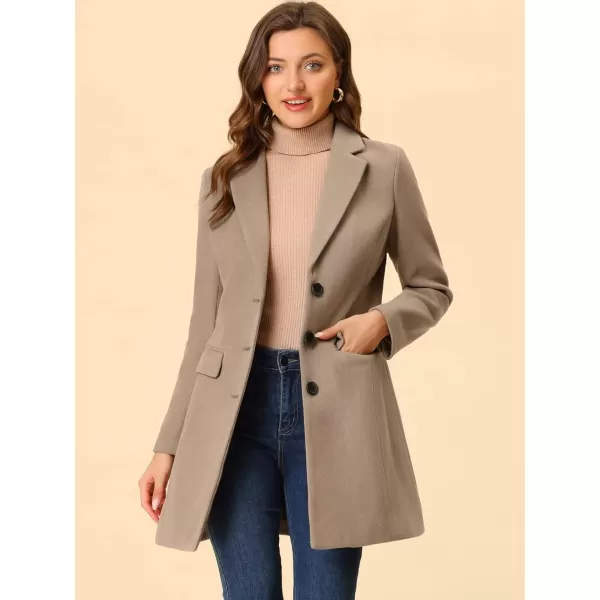 Allegra K Women's Notched Lapel Single Breasted Outwear Winter Coat