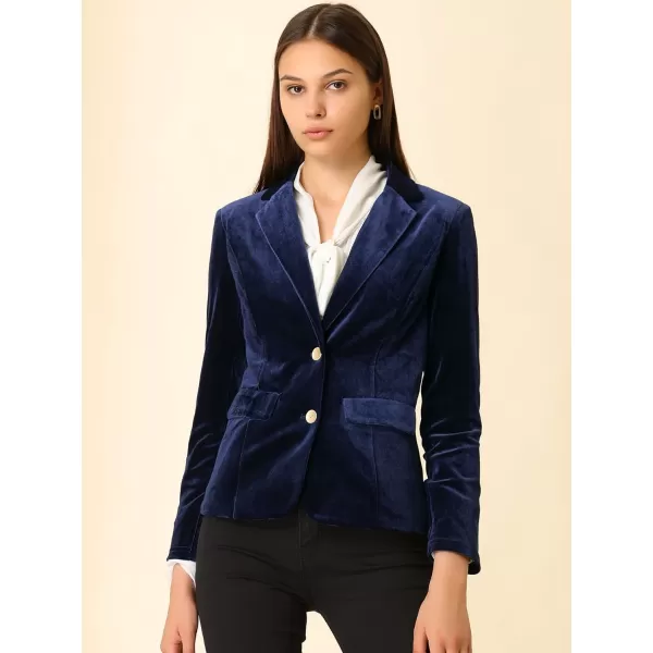 Allegra K Women's Notched Lapel Vintage Office Button Front Velvet Blazer