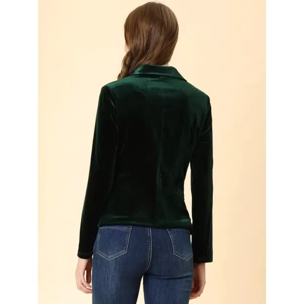 Allegra K Women's Notched Lapel Vintage Office Button Front Velvet Blazer