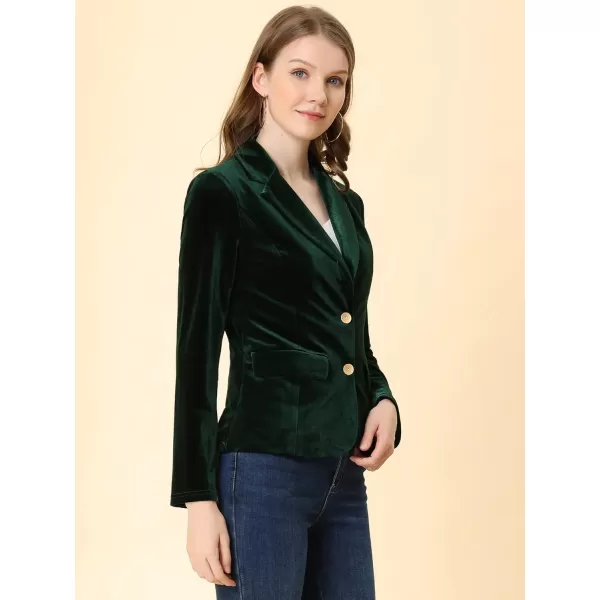 Allegra K Women's Notched Lapel Vintage Office Button Front Velvet Blazer