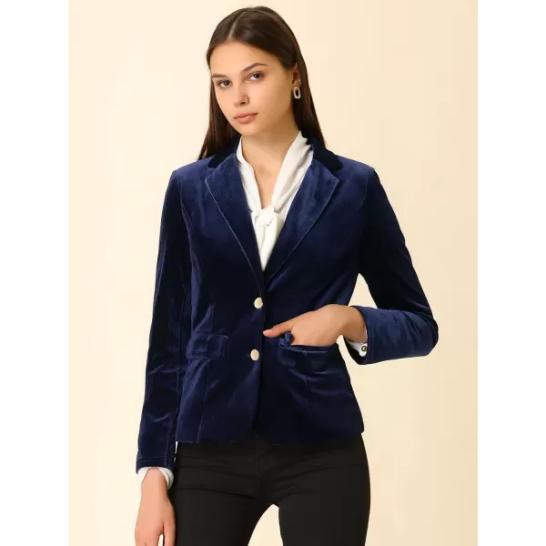 Allegra K Women's Notched Lapel Vintage Office Button Front Velvet Blazer