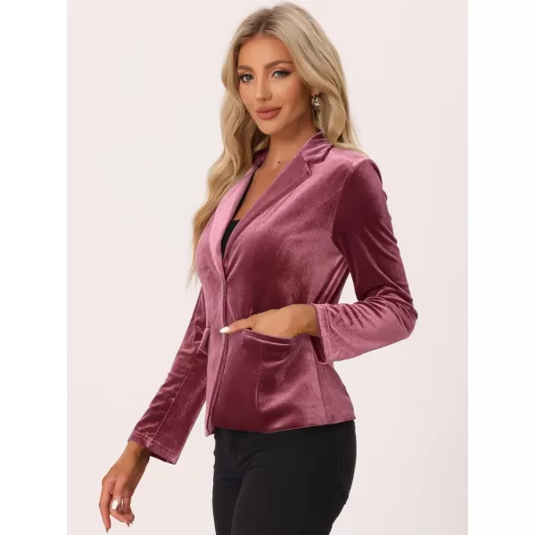 Allegra K Women's Notched Lapel Vintage Office Button Front Velvet Blazer