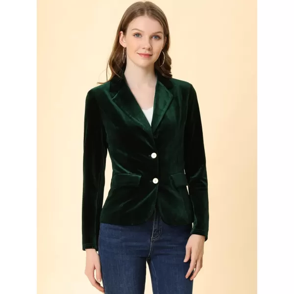 Allegra K Women's Notched Lapel Vintage Office Button Front Velvet Blazer