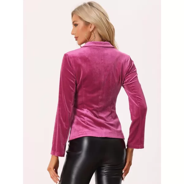 Allegra K Women's Notched Lapel Vintage Office Button Front Velvet Blazer