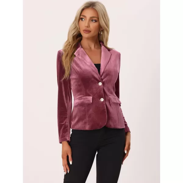 Allegra K Women's Notched Lapel Vintage Office Button Front Velvet Blazer