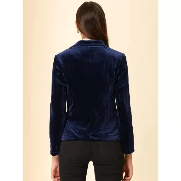 Allegra K Women's Notched Lapel Vintage Office Button Front Velvet Blazer