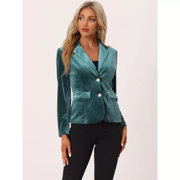 Allegra K Women's Notched Lapel Vintage Office Button Front Velvet Blazer