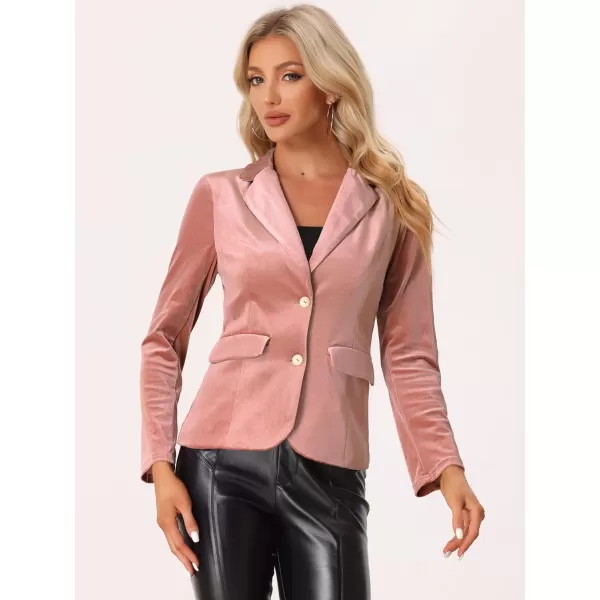 Allegra K Women's Notched Lapel Vintage Office Button Front Velvet Blazer