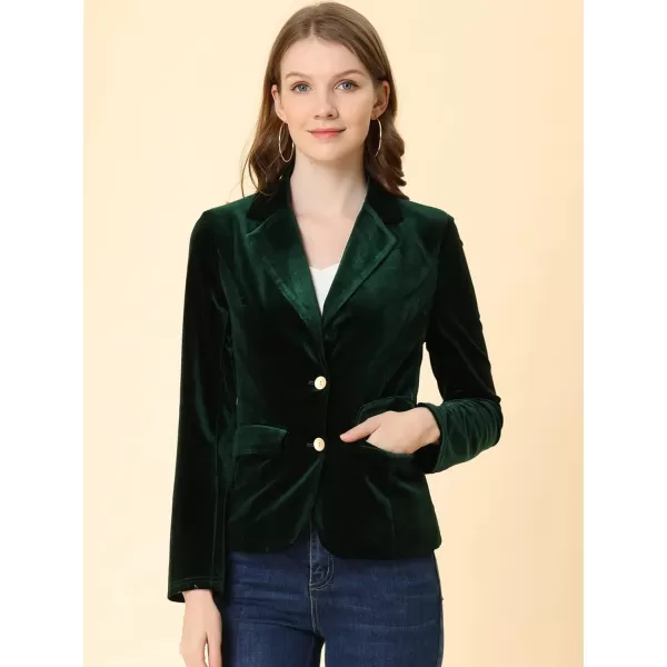 Allegra K Women's Notched Lapel Vintage Office Button Front Velvet Blazer