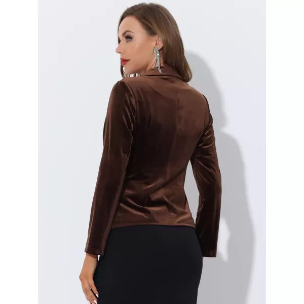 Allegra K Women's Notched Lapel Vintage Office Button Front Velvet Blazer