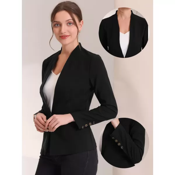 Allegra K Women's Office Work Blazer Collarless Jacket One Buttoned Long Sleeve Business Casual Blazer