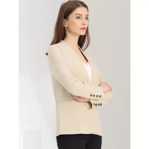 Allegra K Women's Office Work Blazer Collarless Jacket One Buttoned Long Sleeve Business Casual Blazer