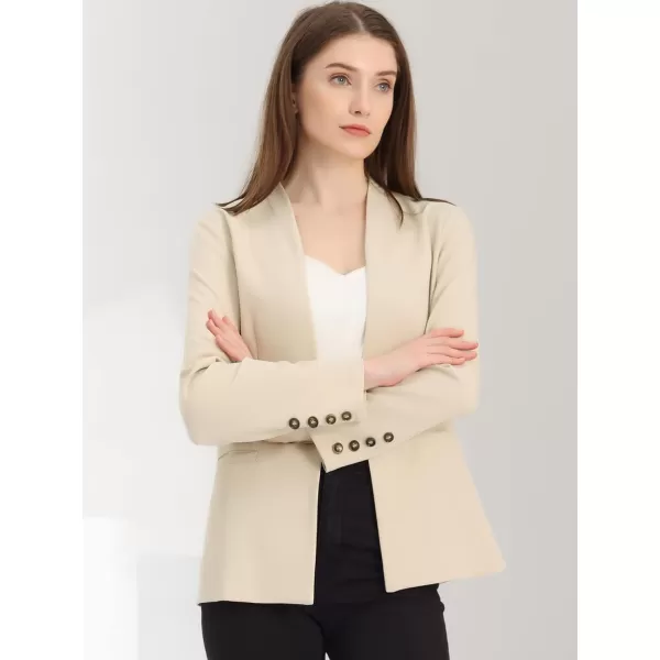 Allegra K Women's Office Work Blazer Collarless Jacket One Buttoned Long Sleeve Business Casual Blazer