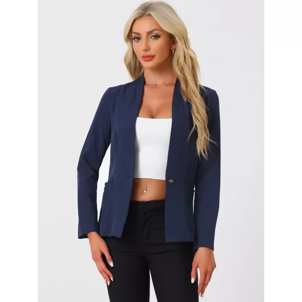 Allegra K Women's Office Work Blazer Collarless Jacket One Buttoned Long Sleeve Business Casual Blazer