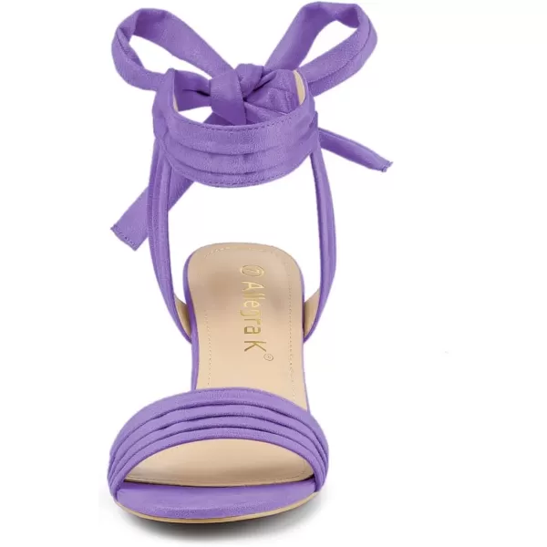 Allegra K Women's Open Toe Ankle Tie Back Block Heels Sandals