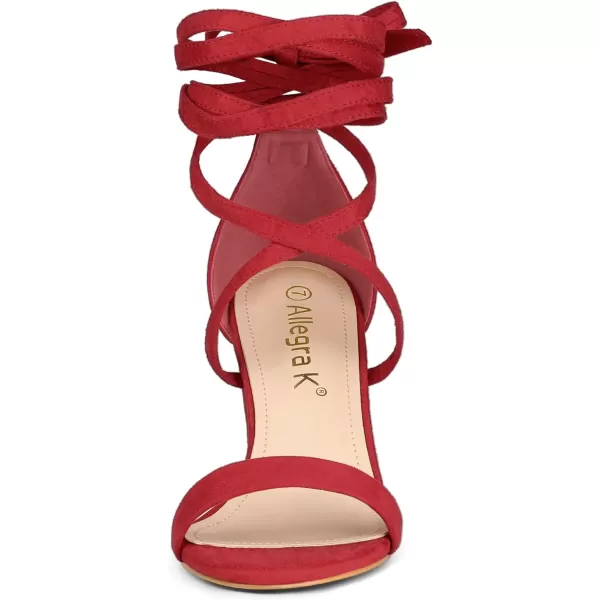 Allegra K Women's Open Toe Lace Up Chunky High Heels Sandals