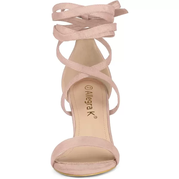 Allegra K Women's Open Toe Lace Up Chunky High Heels Sandals