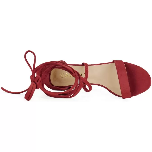 Allegra K Women's Open Toe Lace Up Mid Chunky Heeled Sandals