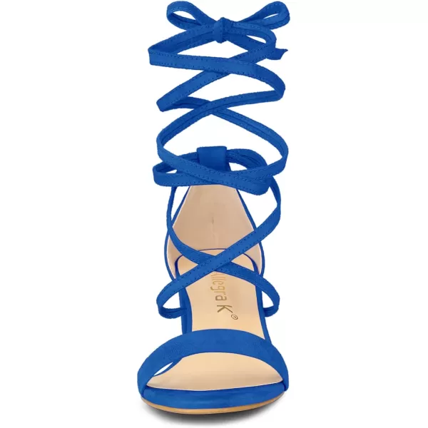 Allegra K Women's Open Toe Lace Up Mid Chunky Heeled Sandals