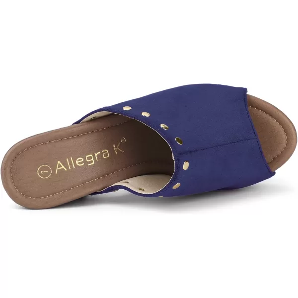 Allegra K Women's Open Toe Platform Block Heel Slides Sandals