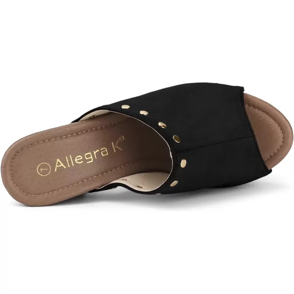 Allegra K Women's Open Toe Platform Block Heel Slides Sandals