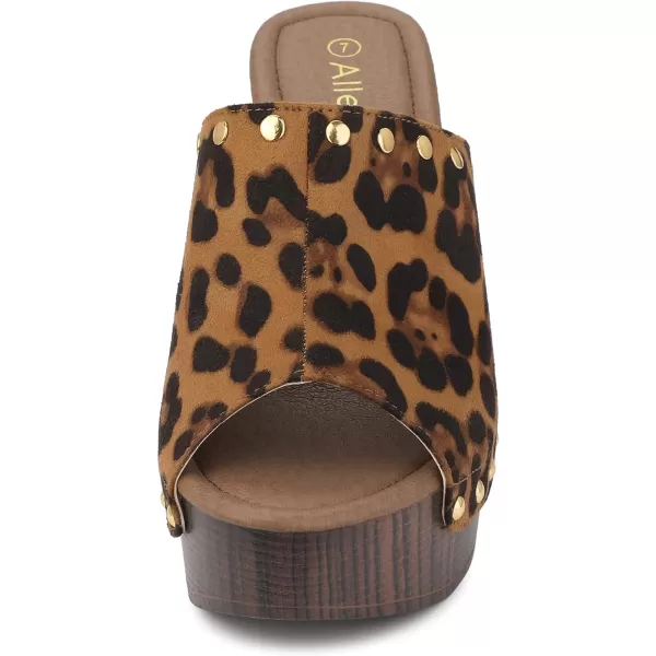 Allegra K Women's Open Toe Platform Block Heel Slides Sandals