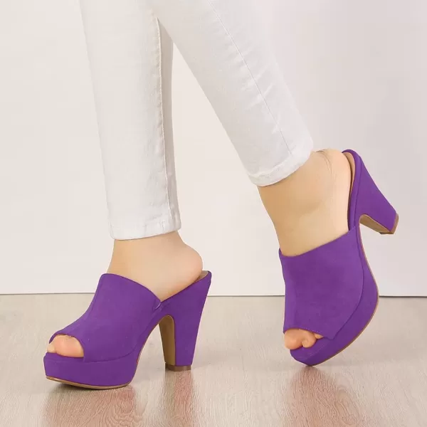 Allegra K Women's Open Toe Platform Chunky Heel Slides Sandals