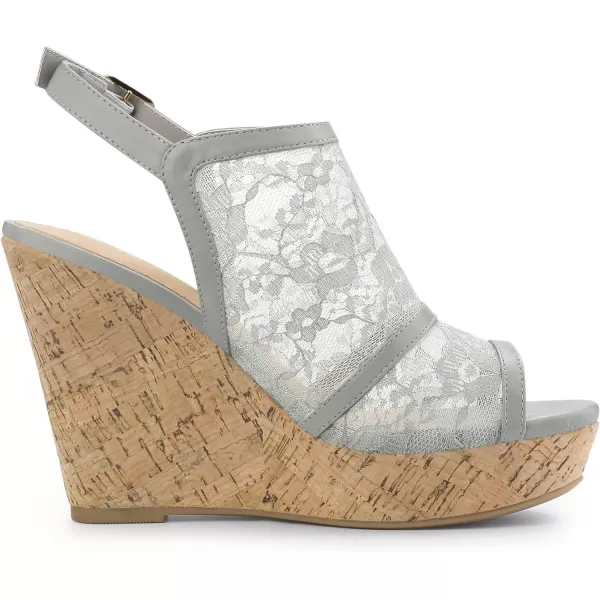 Allegra K Women's Open Toe Platform Heel Lace Wedges Sandals
