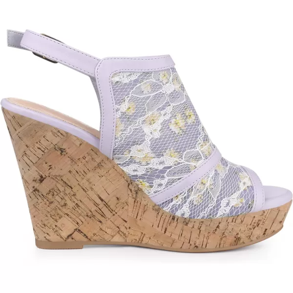 Allegra K Women's Open Toe Platform Heel Lace Wedges Sandals