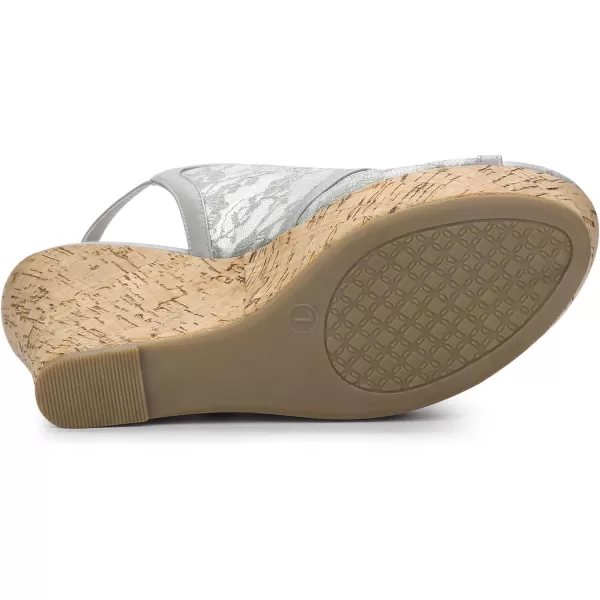 Allegra K Women's Open Toe Platform Heel Lace Wedges Sandals