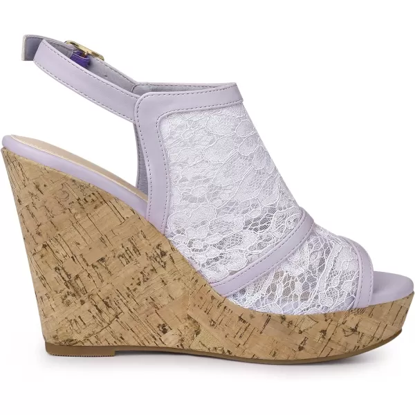 Allegra K Women's Open Toe Platform Heel Lace Wedges Sandals