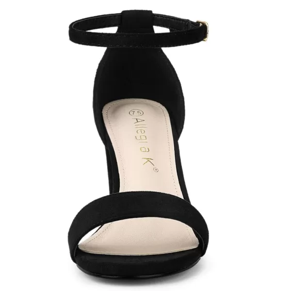 Allegra K Women's Open Toe Printed Ankle Strap Chunky High Heel Sandals