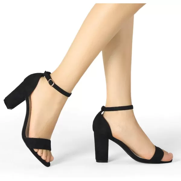 Allegra K Women's Open Toe Printed Ankle Strap Chunky High Heel Sandals