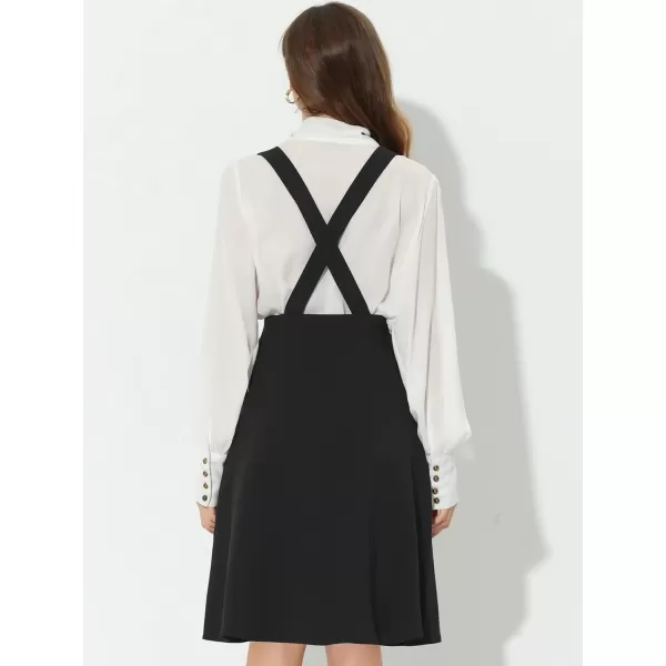 Allegra K Women's Overall Pinafore Dress Midi Suspenders Skirt