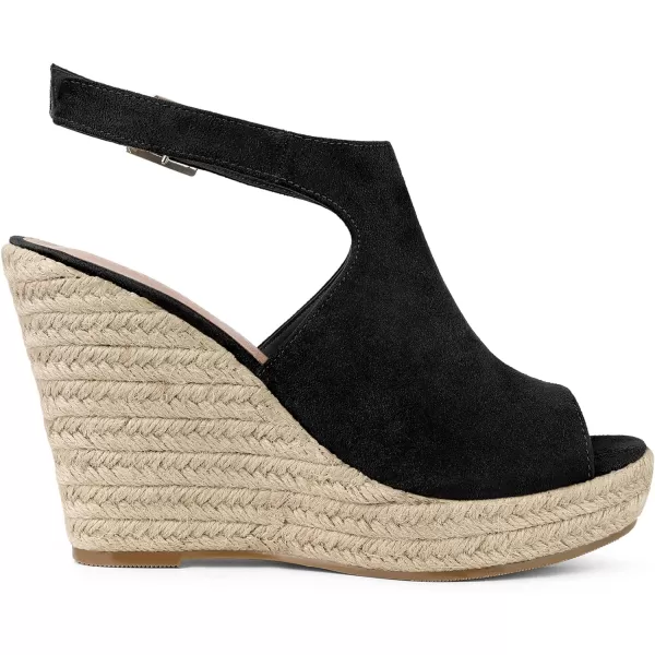 Allegra K Women's Peep Toe Slingback Platform Espadrilles Wedge Sandals