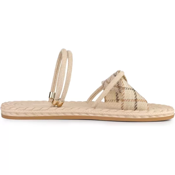 Allegra K Women's Plaid Cross Strap Slip On Flat Sandals