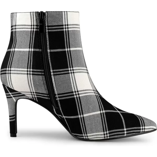 Allegra K Women's Plaid Pointed Toe Side Zip Stiletto Heel Ankle Boots