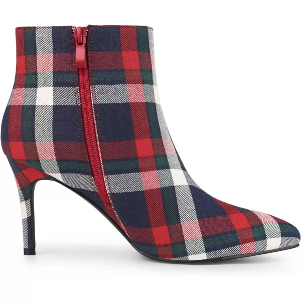 Allegra K Women's Plaid Pointed Toe Side Zip Stiletto Heel Ankle Boots