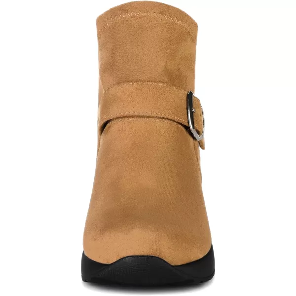 Allegra K Women's Platform Ankle Booties Round Toe Wedge Heel Boots