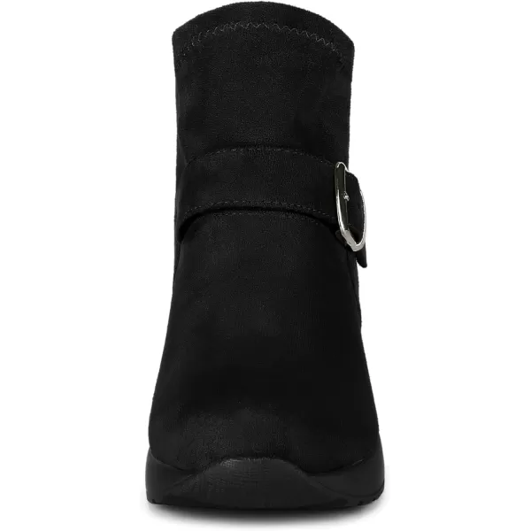 Allegra K Women's Platform Ankle Booties Round Toe Wedge Heel Boots