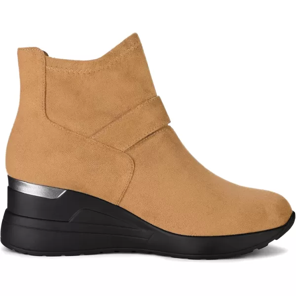 Allegra K Women's Platform Ankle Booties Round Toe Wedge Heel Boots