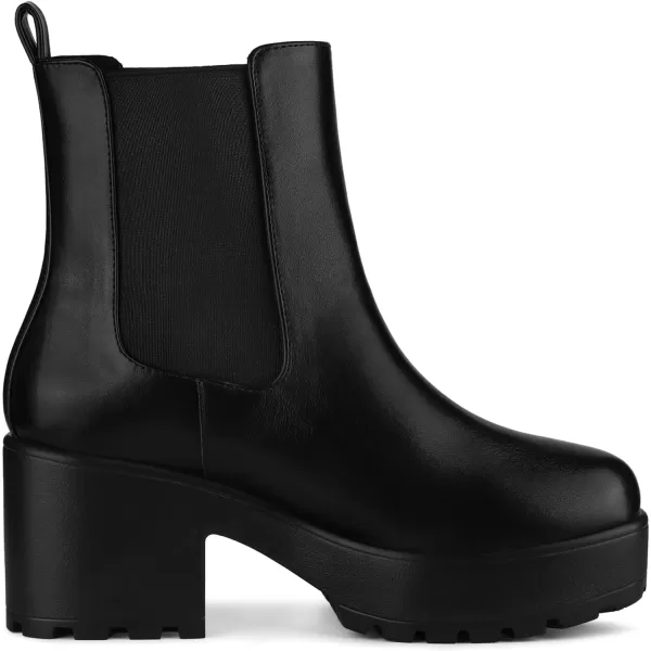 Allegra K Women's Platform Chunky Heel Chelsea Ankle Boots Combat Boots