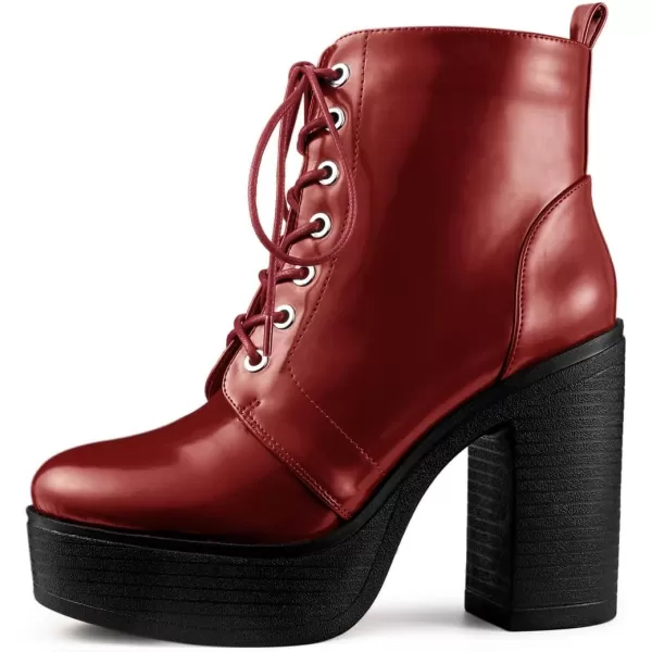 Allegra K Women's Platform Chunky High Heel Lace Up Combat Boots