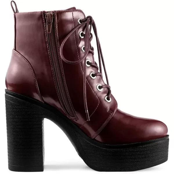 Allegra K Women's Platform Chunky High Heel Lace Up Combat Boots