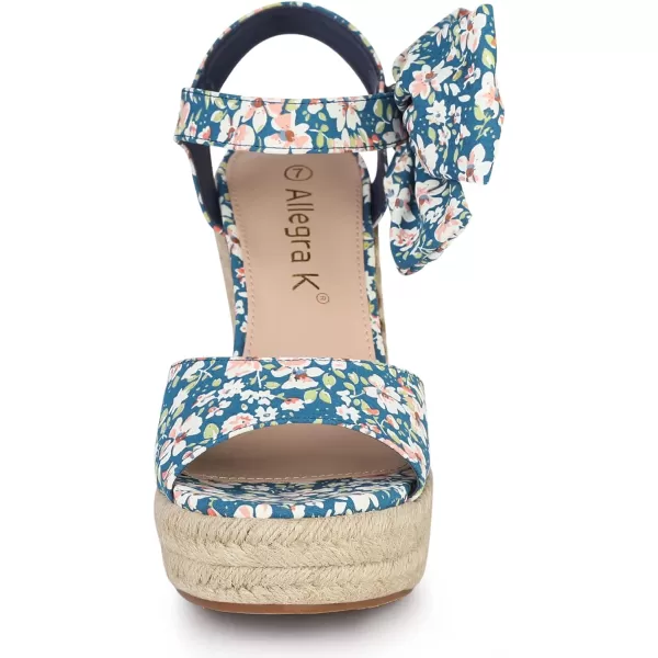 Allegra K Women's Platform Floral Printed Slingback Espadrille Wedge Sandals